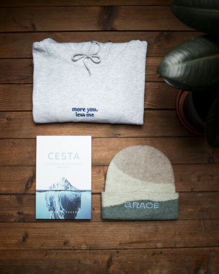 🎄Vánoční sada POĎ NA HLBINU  – mikina, čepice a kniha Cesta k emocionální a duchovní zralosti